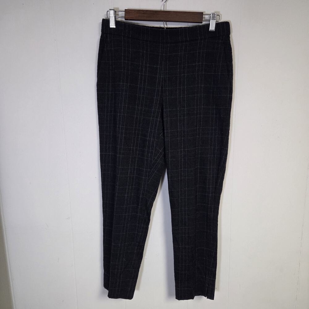 Eileen Fisher Womens Wool Plaid Crop Dress Pants Comfort Elastic Waist Size XS